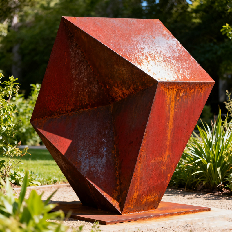 Multi Faceted Polyhedral Geometrica Tempestas Ferro Decorative Sculptura