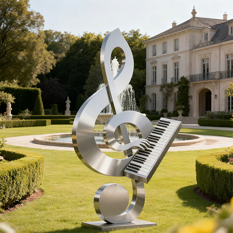 Stainless Steel Notes and Piano Sculpture