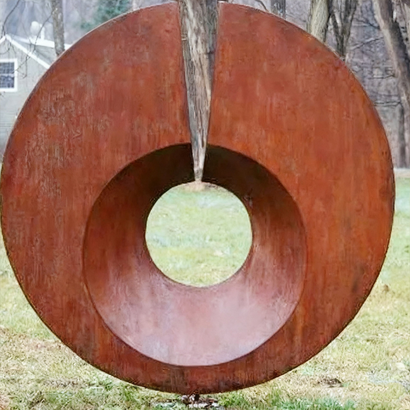 Circular Ring Weathering Steel Decorative Sculpture