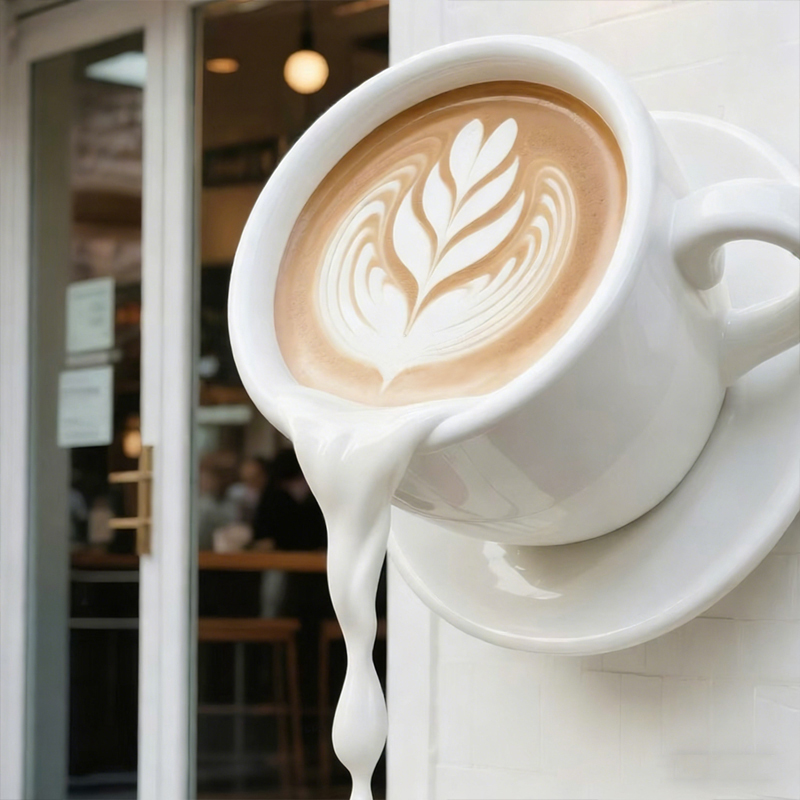 Fibreglass Floating Coffee Cup Decorative Sculpture