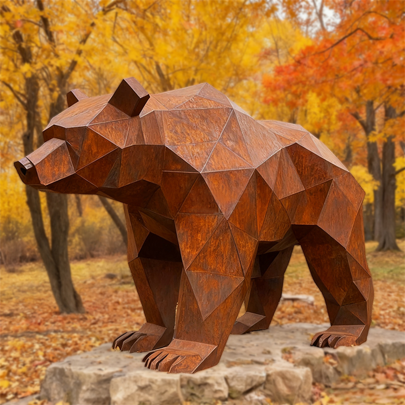 Tempestas Steel Faceted Geometrica Ursus Animal Sculpture
