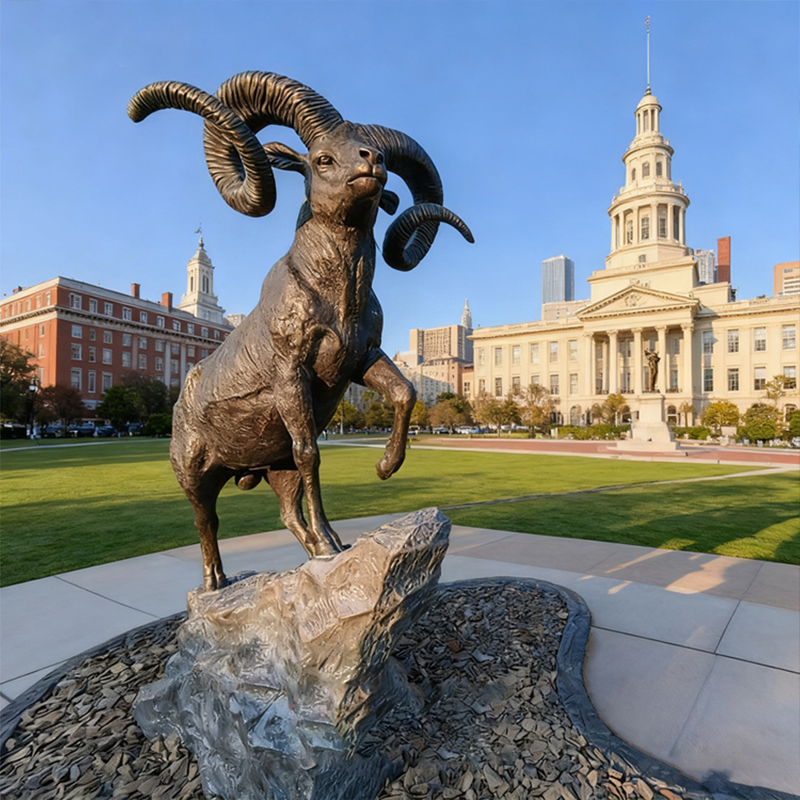 Bronze Big Horn Ram Sculpture - Outdoor Garden Decoration