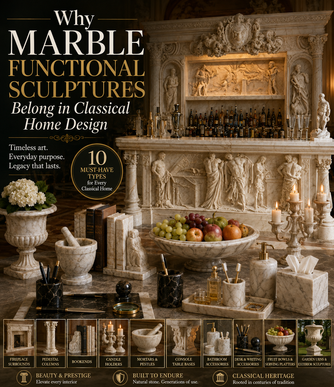 Which Marble Functional Sculptures Are Essential for a Classical Home Interior?